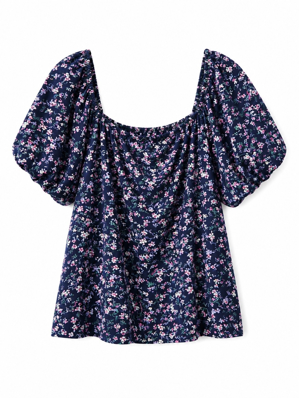 Penningtons Navy Floral Puff-Sleeve Blouse Sz 2X